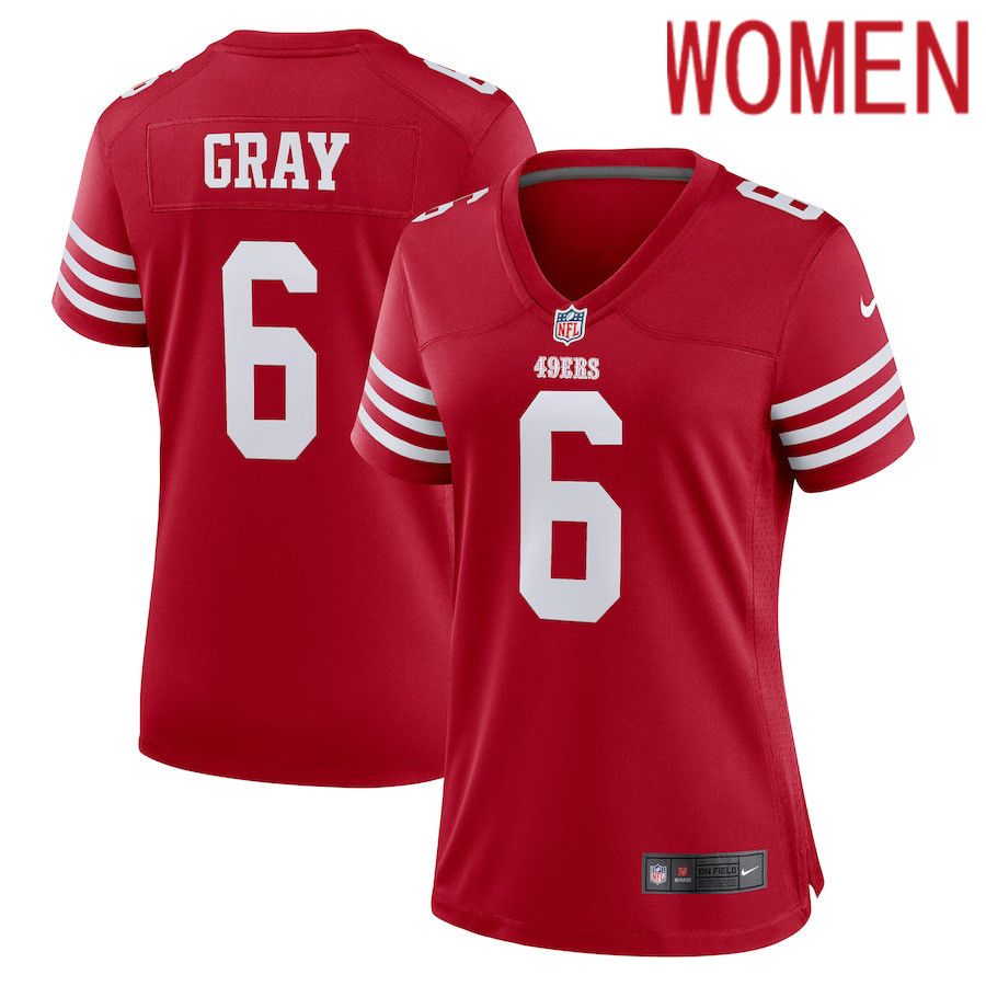 Women San Francisco 49ers #6 Danny Gray Nike Scarlet Game Player NFL Jersey